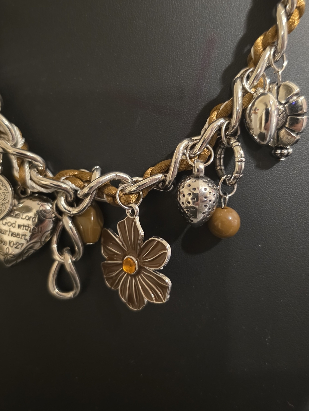 Silver and Brown Daisy Charm Bracelet - Paparazzi
